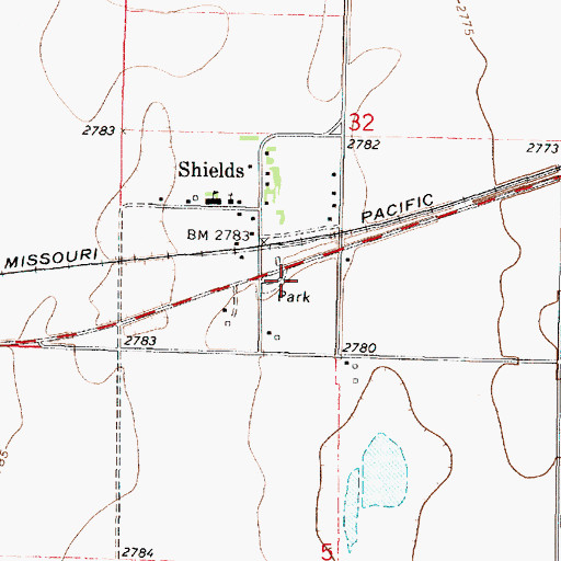 Topographic Map of Lane County Rural Fire Department Shields Station, KS