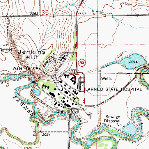 Topographic Map of Larned State Hospital Fire Department, KS
