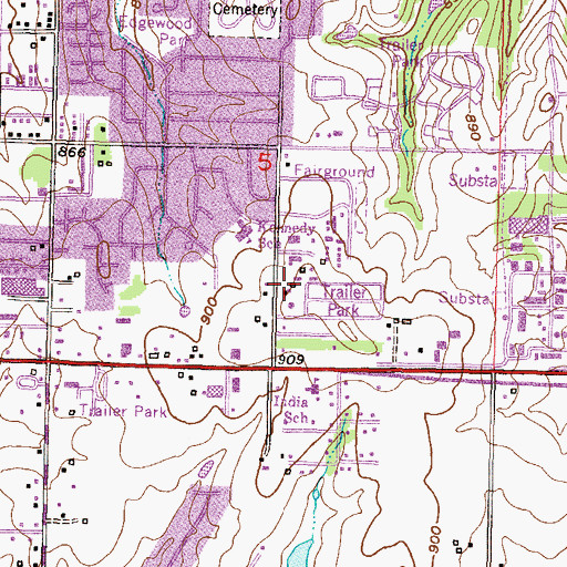 Topographic Map of Lawrence Douglas County Fire Station 2, KS