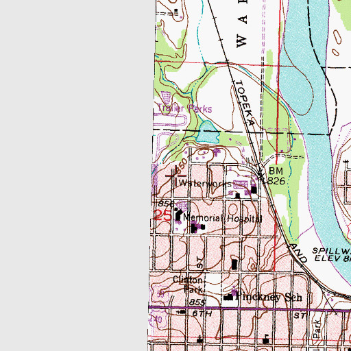 Topographic Map of Lawrence Douglas County Fire Station 6, KS