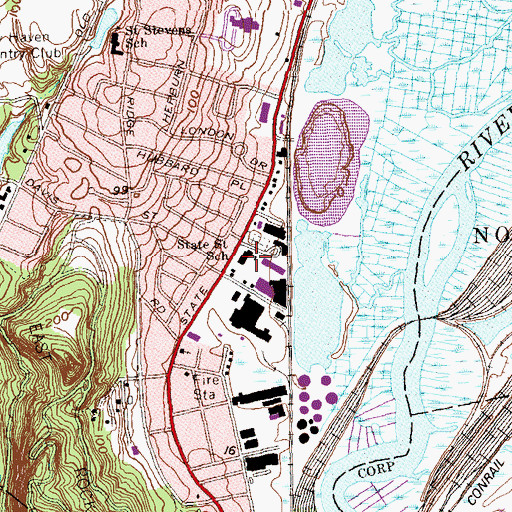 Topographic Map of State Street School, CT