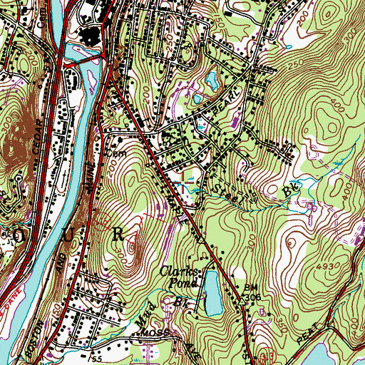 Topographic Map of Steel Brook, CT