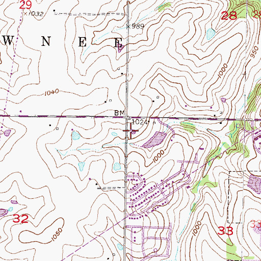 Topographic Map of Lenexa Fire Department Station 2, KS