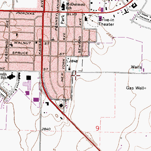 Topographic Map of Liberal Fire Department Station 2, KS