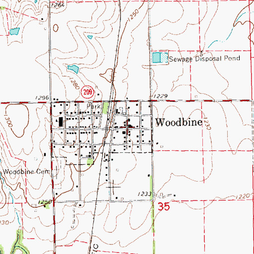 Topographic Map of Liberty Township Woodbine Fire Department District 1, KS