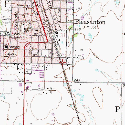Topographic Map of Linn County Rural Fire District 1 Station 920, KS