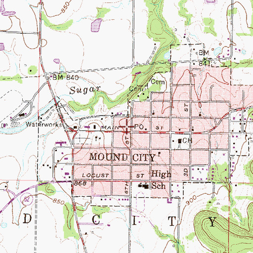 Topographic Map of Linn County Rural Fire District 1 Station 910, KS