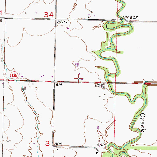 Topographic Map of Linn County Rural Fire District 1 Station 950, KS
