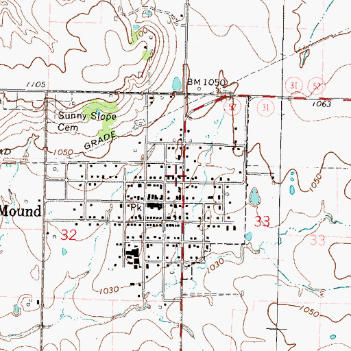 Topographic Map of Linn County Rural Fire District 1 Station 970, KS