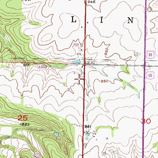 Topographic Map of Linn Valley Volunteer Fire Department Substation, KS