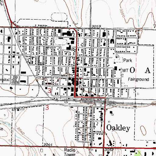 Topographic Map of Oakley Fire Department, KS