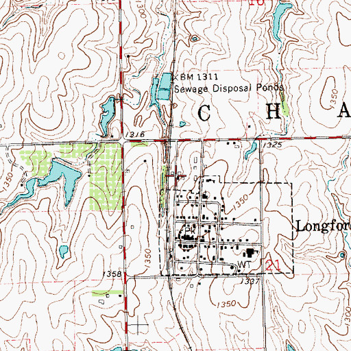 Topographic Map of Longford Rural Fire District 1 Station 1, KS