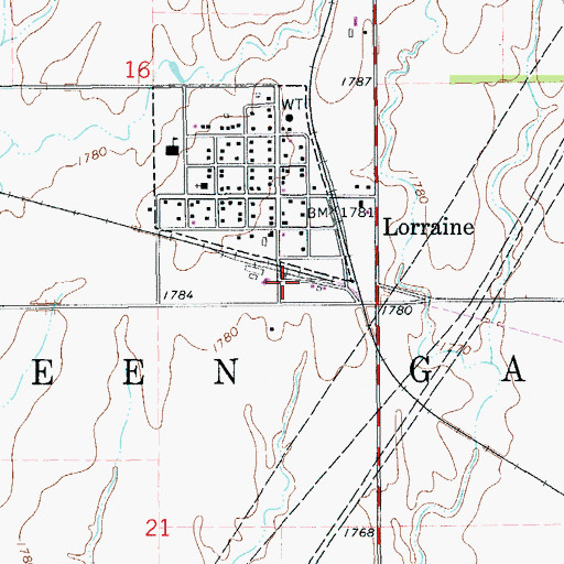 Topographic Map of Lorraine Fire Department, KS