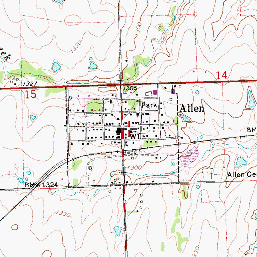 Topographic Map of Lyon County Fire District 2 Station 2, KS