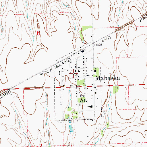 Topographic Map of Mahaska Fire Station, KS