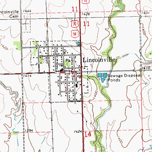 Topographic Map of Marion County Fire District 5 Lincolnville Fire Department, KS