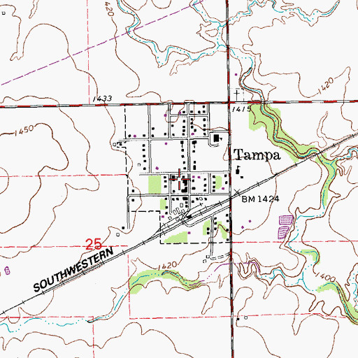 Topographic Map of Marion County Fire District 7 Tampa Fire Department, KS