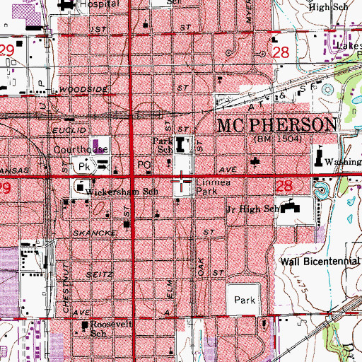 Topographic Map of McPherson Fire Department - McPherson County Fire District 10, KS