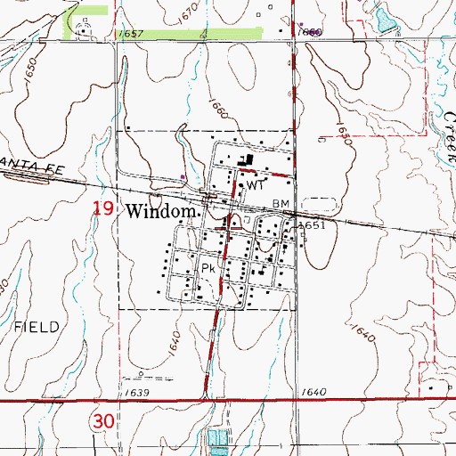 Topographic Map of McPherson County Rural Fire District 3 Windom, KS