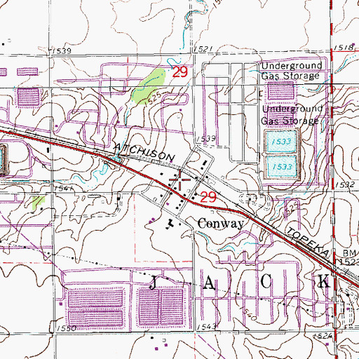 Topographic Map of McPherson County Rural Fire District 4 Conway, KS
