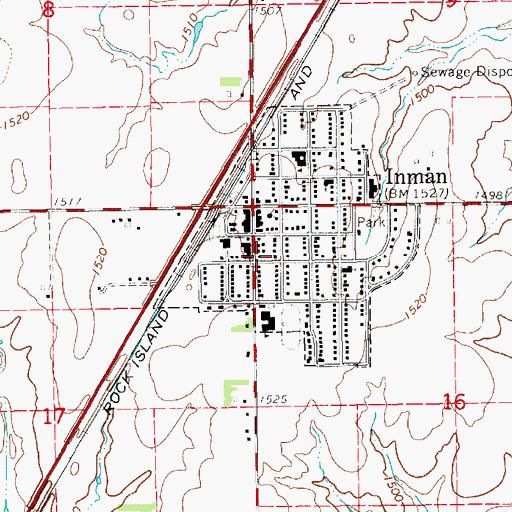 Topographic Map of McPherson County Rural Fire District 5 Inman, KS