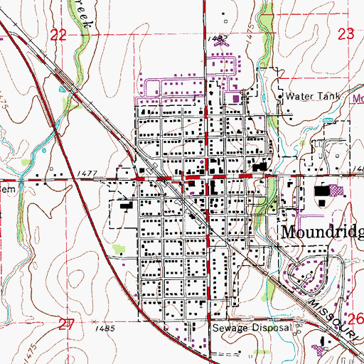 Topographic Map of McPherson County Rural Fire District 7 Moundridge, KS