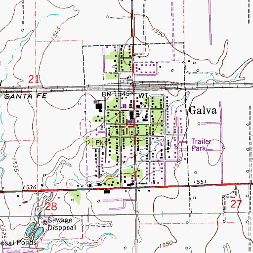 Topographic Map of McPherson County Rural Fire District 9 Station 1, KS