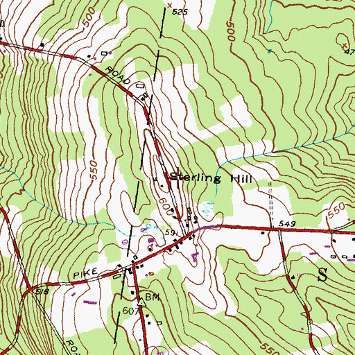 Topographic Map of Sterling Hill, CT