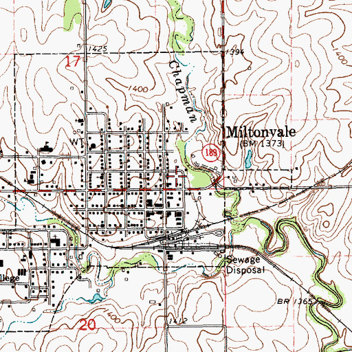 Topographic Map of Miltonvale Rural Fire Department Station 1, KS
