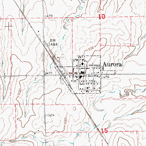Topographic Map of Aurora Fire Department, KS