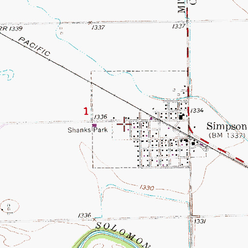 Topographic Map of Mitchell County Rural Fire District 1 Simpson Station, KS