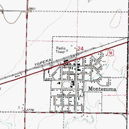 Topographic Map of Montezuma Volunteer Fire Department, KS