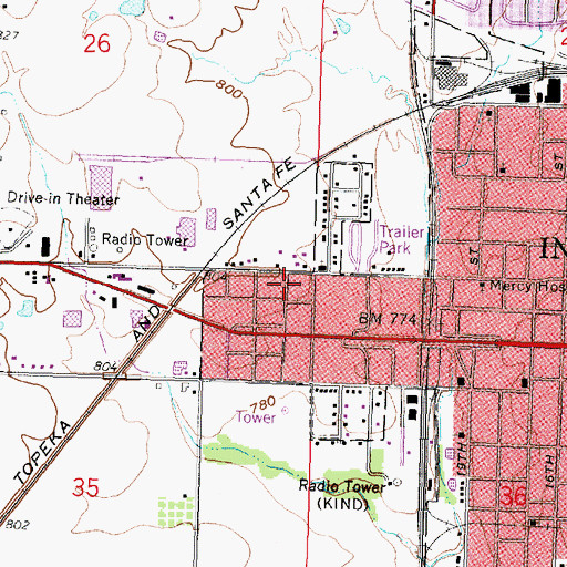 Topographic Map of Montgomery County Rural Fire District Station 1, KS