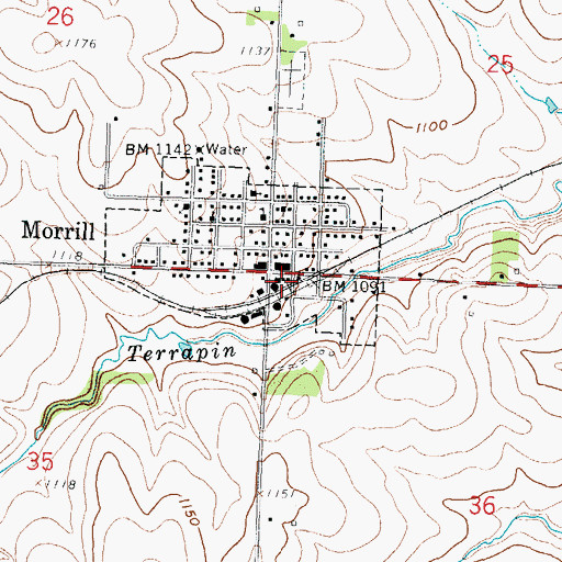 Topographic Map of Morrill Fire Department, KS
