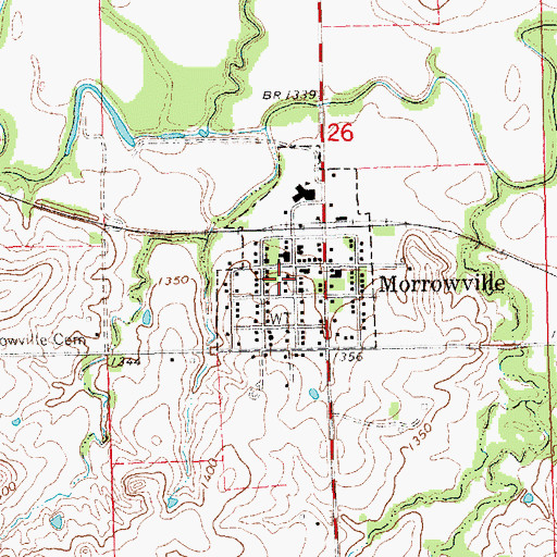 Topographic Map of Morrowville Fire District 8, KS
