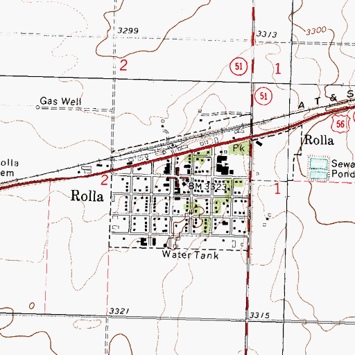 Topographic Map of Morton County Rolla Fire Department, KS
