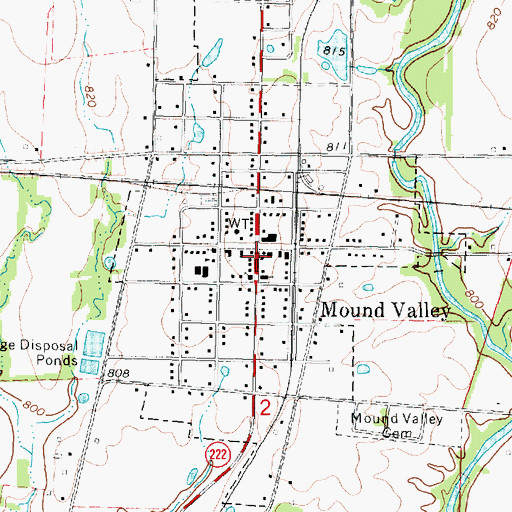 Topographic Map of Mound Valley Fire Department, KS
