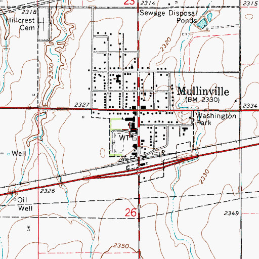 Topographic Map of Mullinville Fire Department, KS