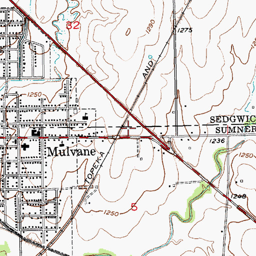 Topographic Map of Mulvane Emergency Services, KS