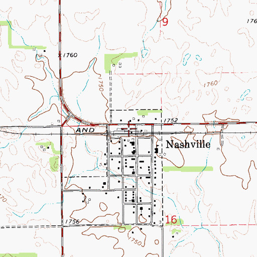 Topographic Map of Nashville and Liberty Township Fire Department, KS