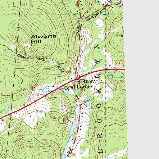 Topographic Map of Stetson Corner, CT