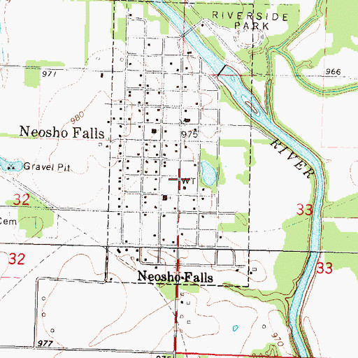 Topographic Map of Neosho Falls Fire Department, KS
