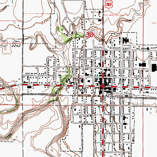 Topographic Map of Ness City Fire Department, KS