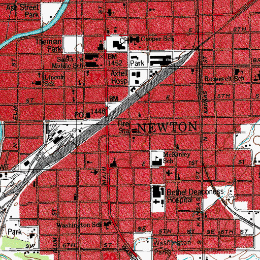 Topographic Map of Newton Fire and Emergency Medical Services Department Station 2, KS
