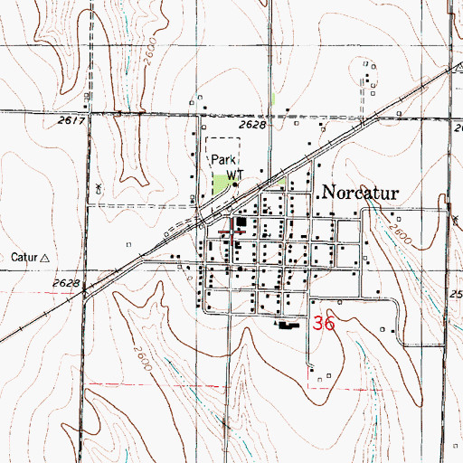 Topographic Map of Norcatur Volunteer Fire Department, KS