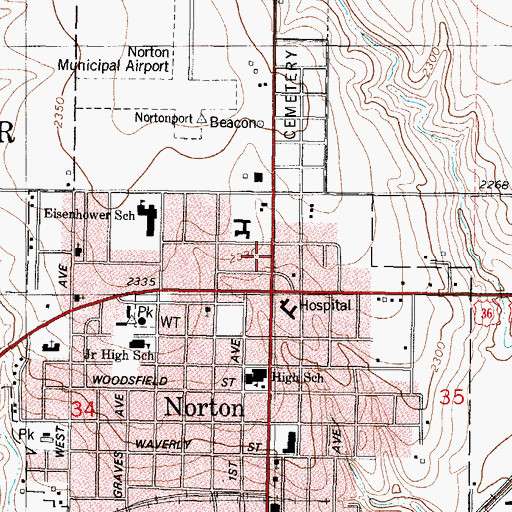 Topographic Map of Norton County Rural Fire District 2, KS