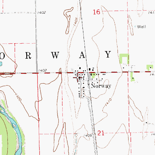 Topographic Map of Norway Volunteer Fire Department, KS