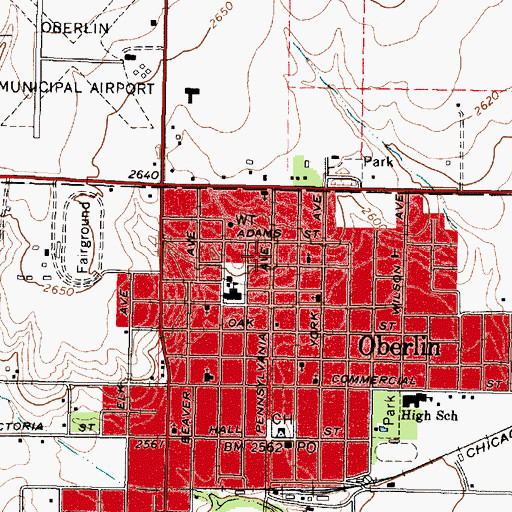 Topographic Map of Oberlin Fire Department, KS