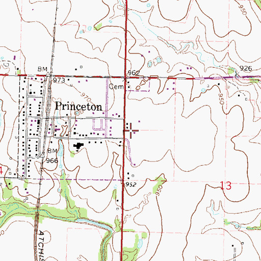 Topographic Map of Ohio Township Fire Department, KS