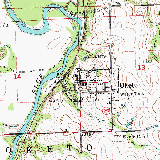Topographic Map of Oketo / Balderson Rural Fire District 5, KS